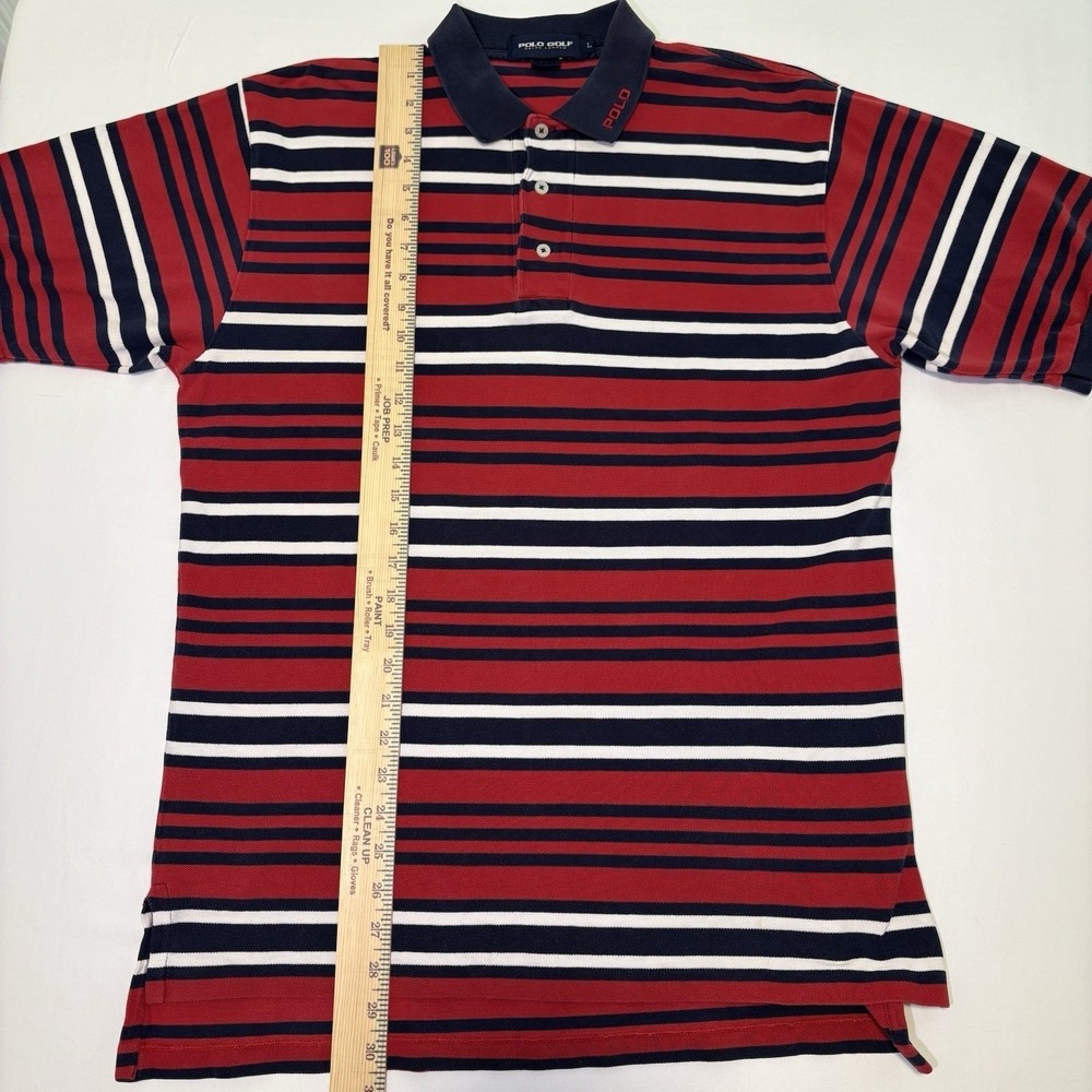 Vintage Polo Golf Ralph Lauren Men's Size‎ Large Striped Shirt Red White Blue - Picture 6 of 6